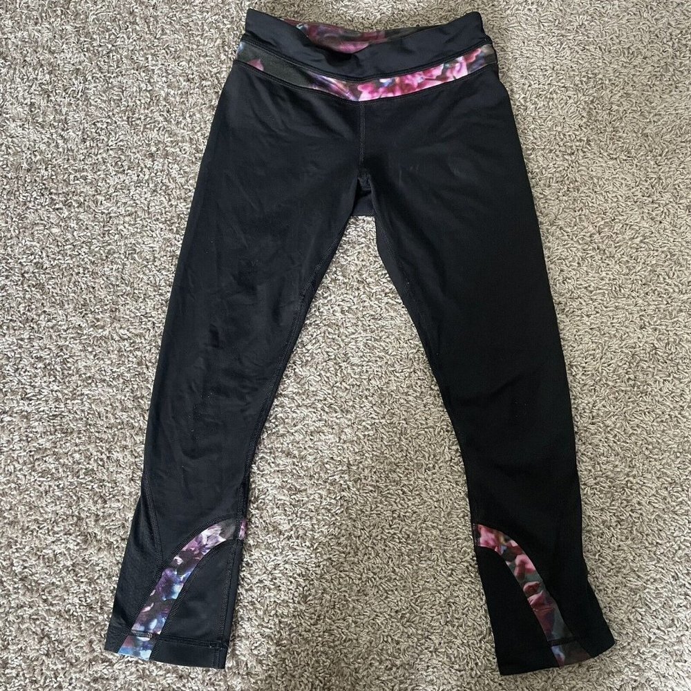 Lululemon Fast Free Black Pink Tight II Leggings Size 4 Stash Pocket